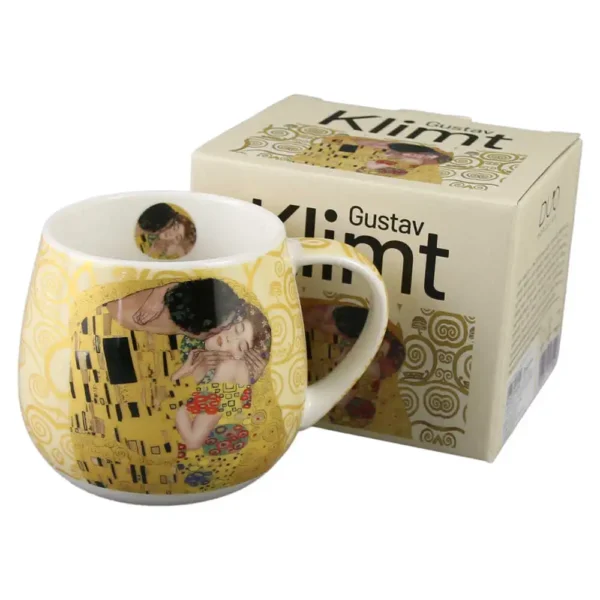 Cană porțelan 430 ml „The Kiss” de Gustav Klimt, în cutie decorativă